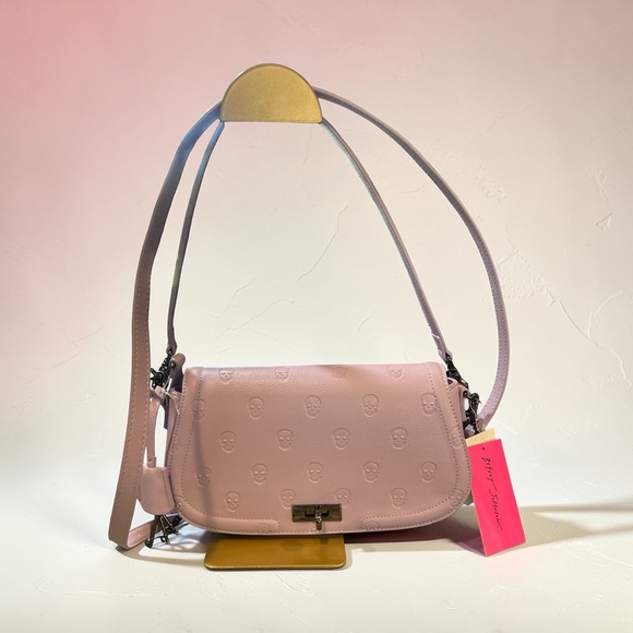 Betsey Johnson Lavender Embossed Skull Crossbody Purse - Picture 2 of 4